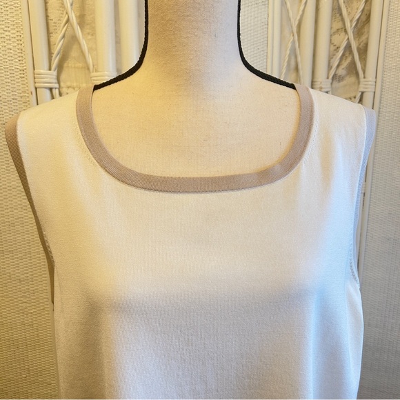 Pendleton Silk Cotton Sweater Shell Tank 2X Cream Taupe Summer Layer - Picture 3 of 15